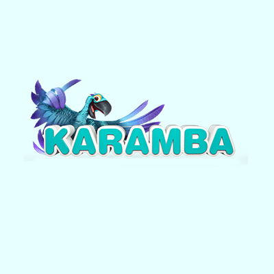 Karamba's parrot logo with the casino name on a light blue background.