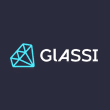 Glassi Casino Square Logo Blue diamond dark blue background