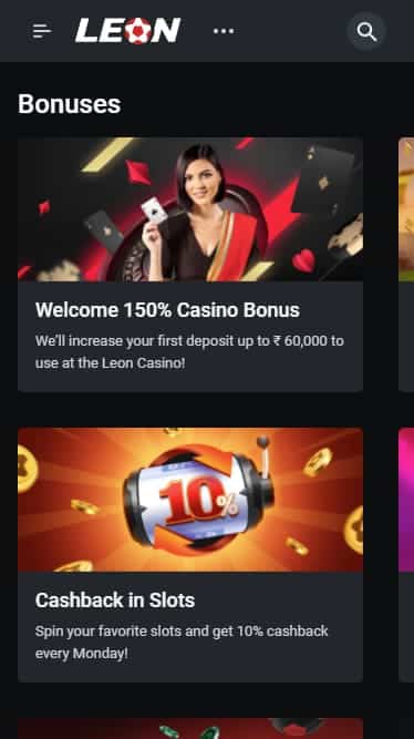 Leon Casino Promotions Screenshot