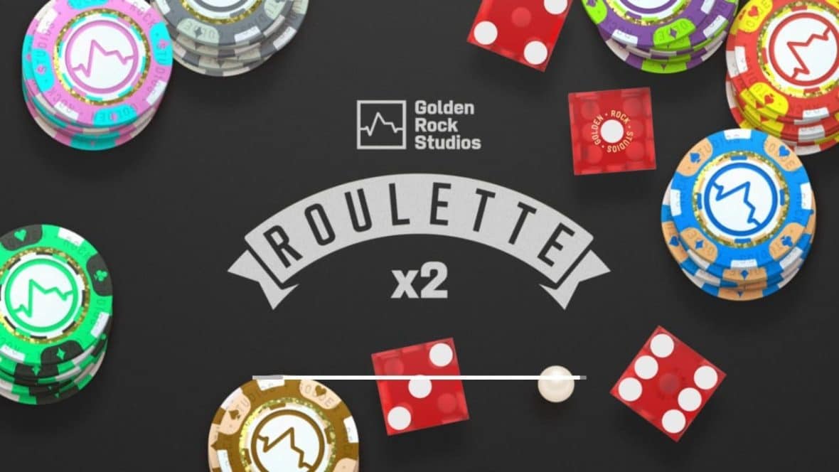 Roulette X2 Game Golden Rock Studios. Dice and chips in the background.