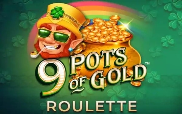 9 Pots of Gold Roulette. Pot of gold with leprechaun next to it.